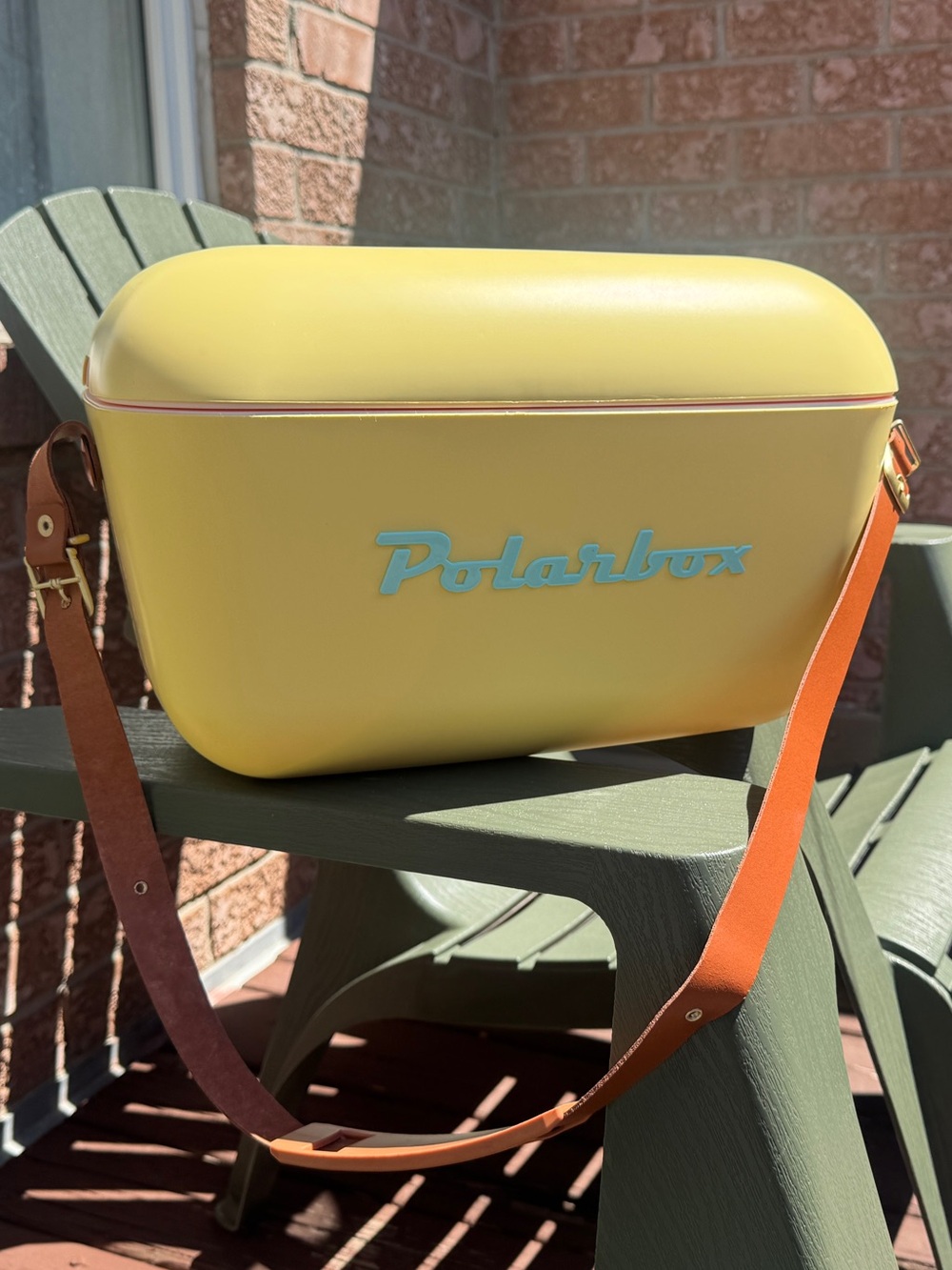 Polarbox Yellow Crossbody Cooler with Tan Strap